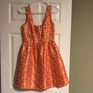Aqua dress shiny orange with orange polka dot